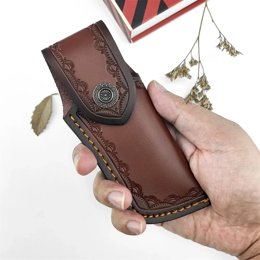 Edc Carry Belt Leather - Коричневый чехол для ножа из тисненой